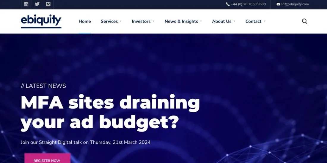 La homepage di Ebiquity
